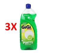 3 X Gigi Lampo Piatti Limone Verde 1 Lt Detersivo Stoviglie