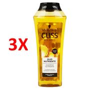 3 X Gliss Shampoo Olio Nutriente Capelli Fragili, Sfibrati - Con Acido Oleico E