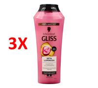 3 X Gliss Shampoo Seta Luminosa Illuminante Capelli Spenti Con Ceramidi E Seta