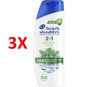3 X Head & Shoulders Shampoo Antiforfora 2in1 Menthol Fresh 250 Ml