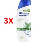 3 X Head & Shoulders Shampoo Antiforfora Menthol Fresh 250 Ml