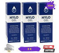 3 X Hylo Gel 10ml Gocce Per Gli Occhi A Base Di Ialuronato, Senza Conservanti