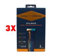 3 X King C Gillette Style Master Trim + 3 Testine Rasoio Barba