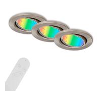 3 X LED Smart Fari Incasso Nickel Opaco 4,9W GU10 RGBW CCT Telecomando WiFi