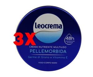 3 X Leocrema Crema Corpo Idratante 50 ml per Pelle Morbida