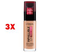 3 X L'oreal Fondotinta Infaillible 32h 235 Miele Spf 25 + Vitamin C