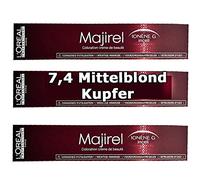 3 X Loreal Majirel 7,4 biondo medio rame crema per capelli - 50 ml