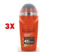3 X L'oreal Men Expert Deodorante Roll-on Thermic Resist 50 Ml