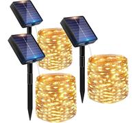 3 x Luci Solari Bianco Caldo da Esterno 10m - 100 LED - 8 Modalità di Illum