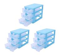 3 x mini cassettiera traslucida in (blu 3 strati)