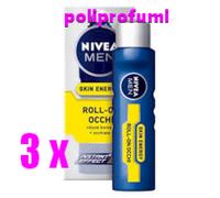 3 x NIVEA MEN SKIN ENERGY ROLL-ON OCCHI Riduce borse e occhiaie 10ml
