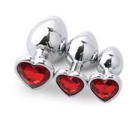 3 X PLUG ANALE ACCIAIO INOSSIDABILE DILATATORE ANO DIAMANTE CUORE EROTICO DILDO