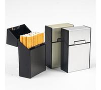 3 x Portasigarette Alluminio con Coperchio Magnetico,alloggiamento in plastica rinforzata e funzione di blocco,per 20 Sigarette,Portasigarette da Uomo Donna (Grigio Argento Oro)