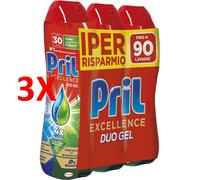 3 X Pril Excellence Duo Gel Sciogli Grasso Classico 540 Ml 3 Pezzi Da 30 Lavagg