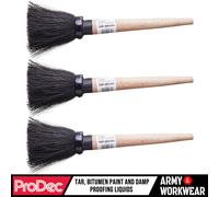 3 X ProDec 20.3cm Corto Maniglia Manico IN Legno Robusto Catrame Spazzola Bitume