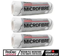 3 X Prodec 22.9cm x4.4cm Microfibra Manica Medio Pila Pittura Rullo Cover Liscio