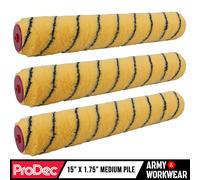 3 X ProDec 38.1cm Spessore Medio Tessuto Rullo Pittura Manica Emulsione Muro Kit