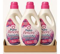 3 x Puro Amore Rosa Detergente Liquido Lavatrice 45 Lavaggi Profumato