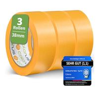 3 x qualità premium nastro adesivo oro per pittori | Nastri di Mascheratura giallo 38mm x 50m | Nastro di Copertura per imbianchini | Masking Tape | Professionale Fineline Tape