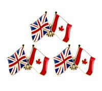 3 x Regno Unito e Canada Union Jack UK Amicizia Bandiera Nazionale Spilla in Metallo Smalto - 2,4 cm x 1,9 cm - Bandiera Incrociata in smalto duro bavero - Souvenir diplomatico