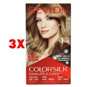 3 X Revlon Color Silk 60 Biondo Cenere Scuro Tinta Capelli Permamente Senza Amm