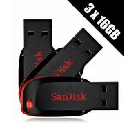 3 X SanDisk 16GB Cruzer Blade USB Flash Drive Memory Stick Triplo Impermeabile