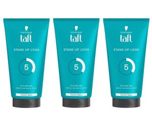 3 x Schwarzkopf Taft Stand Up Look Hair Styling Modelling Power Gel 3 x 150 ml