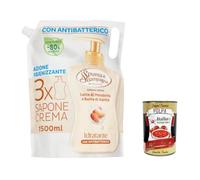 3 X Spuma di Sciampagna Sapone Liquido Ecoricarica Karité Burro Mandorle Benessere Idratante Liquid Soap - 1500 ml + Italian Gourmet Polpa 400 g