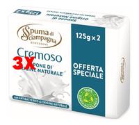 3 X Spuma Di Sciampagna Saponetta Cremoso 125 G X 2 Naturale Con Antibatterico