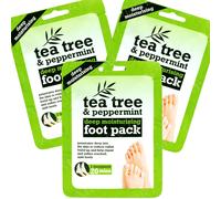 3 X Tea Tree Menta Karité Burro Piede Confezione Idratante Calzino/Stivali Cura