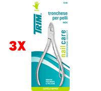 3 X Trim Tronchese Pelle Mani Cuticole Inox Cm.10 10-5 Bi Rimuove Pellicine
