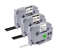 3 X TZ 12 mm Tape Compatible for Brother PTouch Label Tape TZE-231 TZE-334 TZE-335 Laminated Tape Black on White/Gold On Black/White On Black for P-Touch Label Maker PT-1000, PT-D400, PT-H110, PT-H105