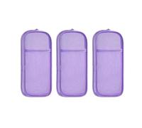 3 x valigetta a doppio strato, trasparente, grande capacità, organizzatore per matite, viaggi, trucco, borsa trasparente in PVC, Viola