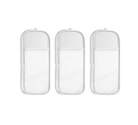 3 x valigetta a doppio strato, trasparente, grande capacità, organizzatore per matite, viaggi, trucco, borsa trasparente in PVC, bianco