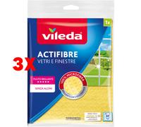 3 X Vileda Panno Actifibre vetri e finestre Senza Aloni