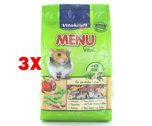 3 X Vitakraft Menu Vital Mangime Per Criceti Sacco 500 Grammi