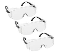 3 x voltX 'OVERSPECS' Occhiali di sicurezza per uso industriale dotati di certificazione CE EN166F (lenti trasparenti) aste regolabili singolarmente, anti-nebbia, resistenti ai graffi, protezione UV400