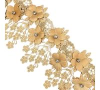 3 Yard Gold 9cm Pearl 3D Flower Tassel Lace Edge Trim Ribbon Fabric Embroidered Applique Wedding Dress Clothes DIY Sewing Craft