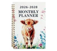 3 Year Calendar Book Planner 2026-2028 - Cow Pattern Design for Productivity | Paper Notebook and Agenda with Goal Tracking, Task Management, Daily Scheduling, School Office Home Use, 21x14cm