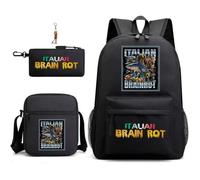 3 zaini anime in nylon italiano con portachiavi, 43,2 cm, stampati in 3D, borse per la scuola ad alta capacità per studenti delle scuole elementari e medie e fan del gioco, regalo di compleanno per