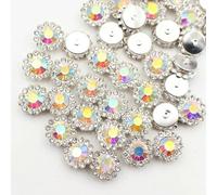 30-100 pezzi di strass a forma di fiore di sole dorato, cristalli glitterati, pietre di strass, perline, finiture da cucire, strass per vestiti, scarpe, borse-crystalAB-S-10mm-10