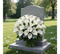 30/15/5 pezzi Combinazione di gigli bianchi artificiali + gipsofila, fiori artificiali per cimitero e funerale, decorazione realistica e senza manutenzione per il lato della tomba, decorazione elegant