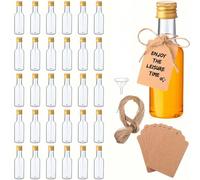30/20/10/5 pezzi Bottigliette mini per liquori, 50ml Bottigliette mini per alcolici ermetiche, Bottigliette di plastica piccole con tappi, Bottigliette di vino mini con imbuti, etichette e corde, Bott
