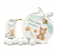 30+30 pezzi - Scatoline e Tag PERSONALIZZATE compreso nastrino, Articolo da ricordo Bomboniere Battesimo Nascita compleanno scatole Portaconfetti, PERSONALIZZALO QUI con anteprima (Orsetto Boy)