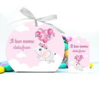 30+30 pezzi - Scatoline e Tag PERSONALIZZATE compreso nastrino, Articolo da ricordo Bomboniere Battesimo Nascita compleanno scatole Portaconfetti, PERSONALIZZALO QUI con anteprima (Palloncini Girl)