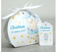 30+30 pezzi - Scatoline e Tag PERSONALIZZATE compreso nastrino, Articolo da ricordo Bomboniere Battesimo Nascita compleanno scatole Portaconfetti , PERSONALIZZALO QUI con anteprima (Unicorno Boy)