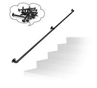 30-300 cm il Set - Elegante ringhiera per scale in ferro nero per uso interno/esterno, supporta 200 kg/100 cm, soluzione di sicurezza sicura ed elegante.