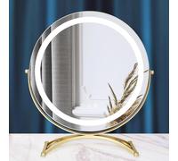 30/40/50 Cm Grande Specchio per Il Trucco da Trucco con Luci 3 modalità di Illuminazione A Colori Specchio da Toeletta Rotondo Illuminato con Dimmerazione LED Halo Specchi, Gold, 30cmX35.5cm