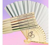 30/50/80/100 Pezzi Ventagli Personalizzati For Matrimonio Tenuto In Mano, Stampa Personalizzata Con Incisione For Favore Di Matrimonio, Ventaglio In Seta, Ventagli Personalizzati For Bomboniere(80pcs)