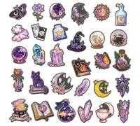 30 adesivi magici a forma di strega, impermeabili, in vinile, olografici, per scrapbooking, diari, cancelleria, notebook, laptop, bottiglie d'acqua, telefoni, gotico, Halloween, strega, estetica